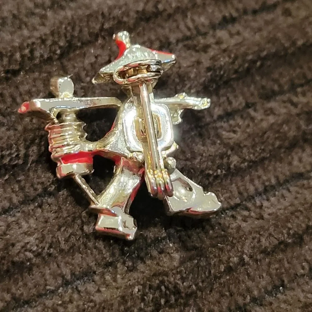Vintage Asian Man Carrying a Lantern Small Brooch - 1950's MCM Scatter Pin